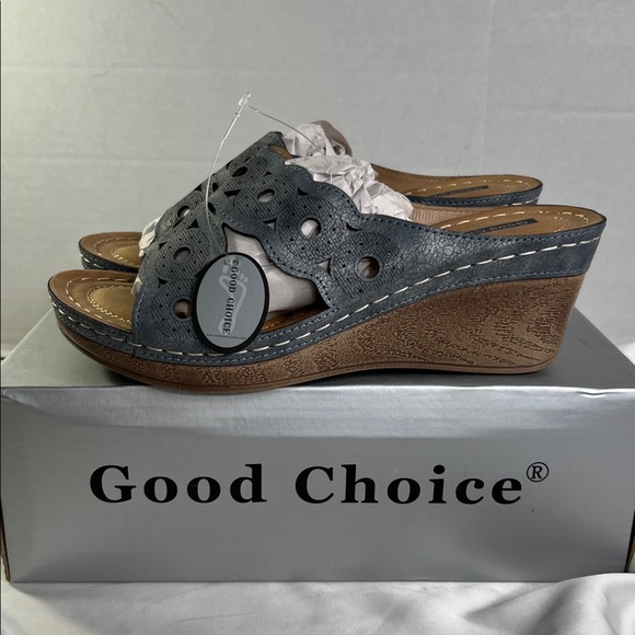Good Choice April Pewter Chic Women's Gray Wedge Sandals Women’s Size 6.5 New - Picture 4 of 6